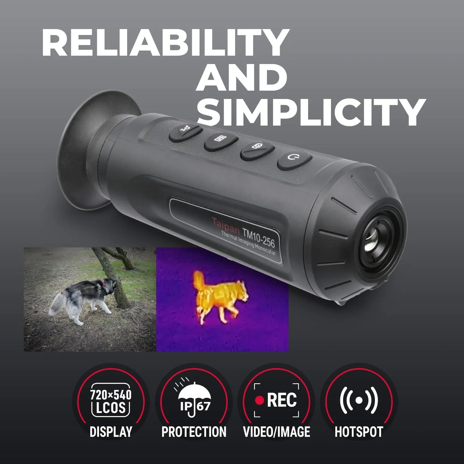 AGM Global Vision Taipan Thermal Imaging Monocular for Hunting 12μm Sensor, Hot Spot Tracking, 8× Digital Zoom, Video Recording, WiFi, IP67 Waterproof