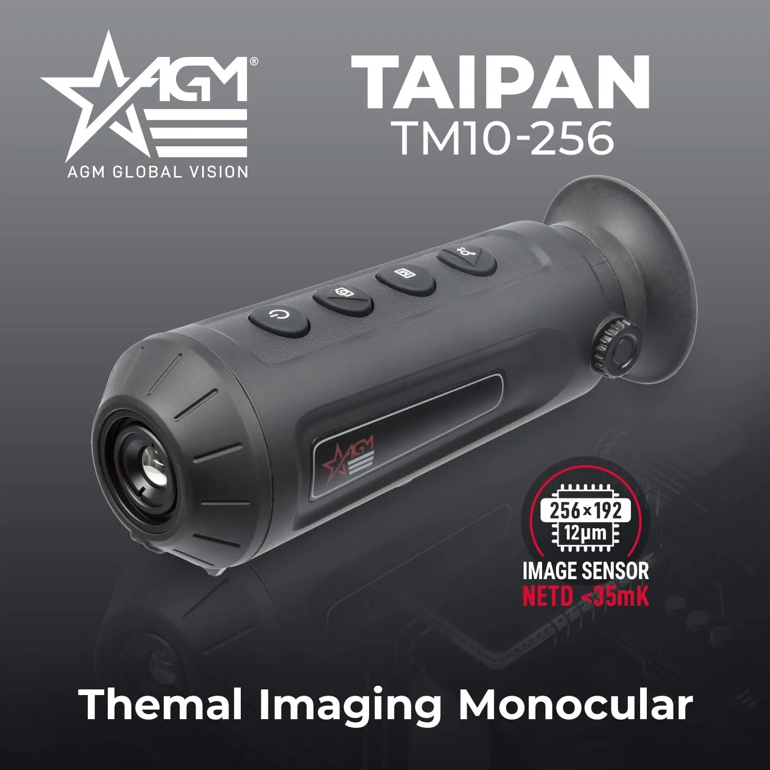 AGM Global Vision Taipan Thermal Imaging Monocular for Hunting 12μm Sensor, Hot Spot Tracking, 8× Digital Zoom, Video Recording, WiFi, IP67 Waterproof