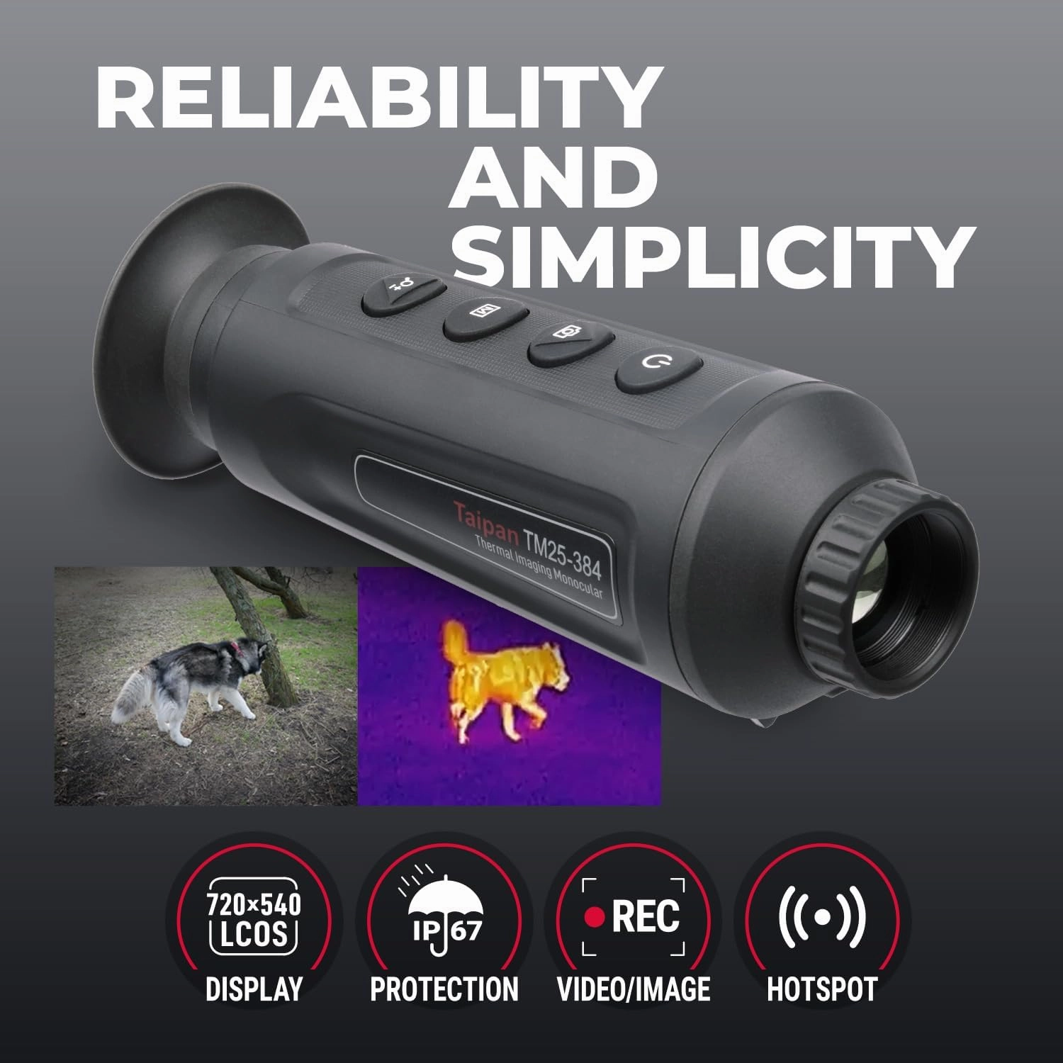 AGM Global Vision Taipan Thermal Imaging Monocular for Hunting 12μm Sensor, Hot Spot Tracking, 8× Digital Zoom, Video Recording, WiFi, IP67 Waterproof