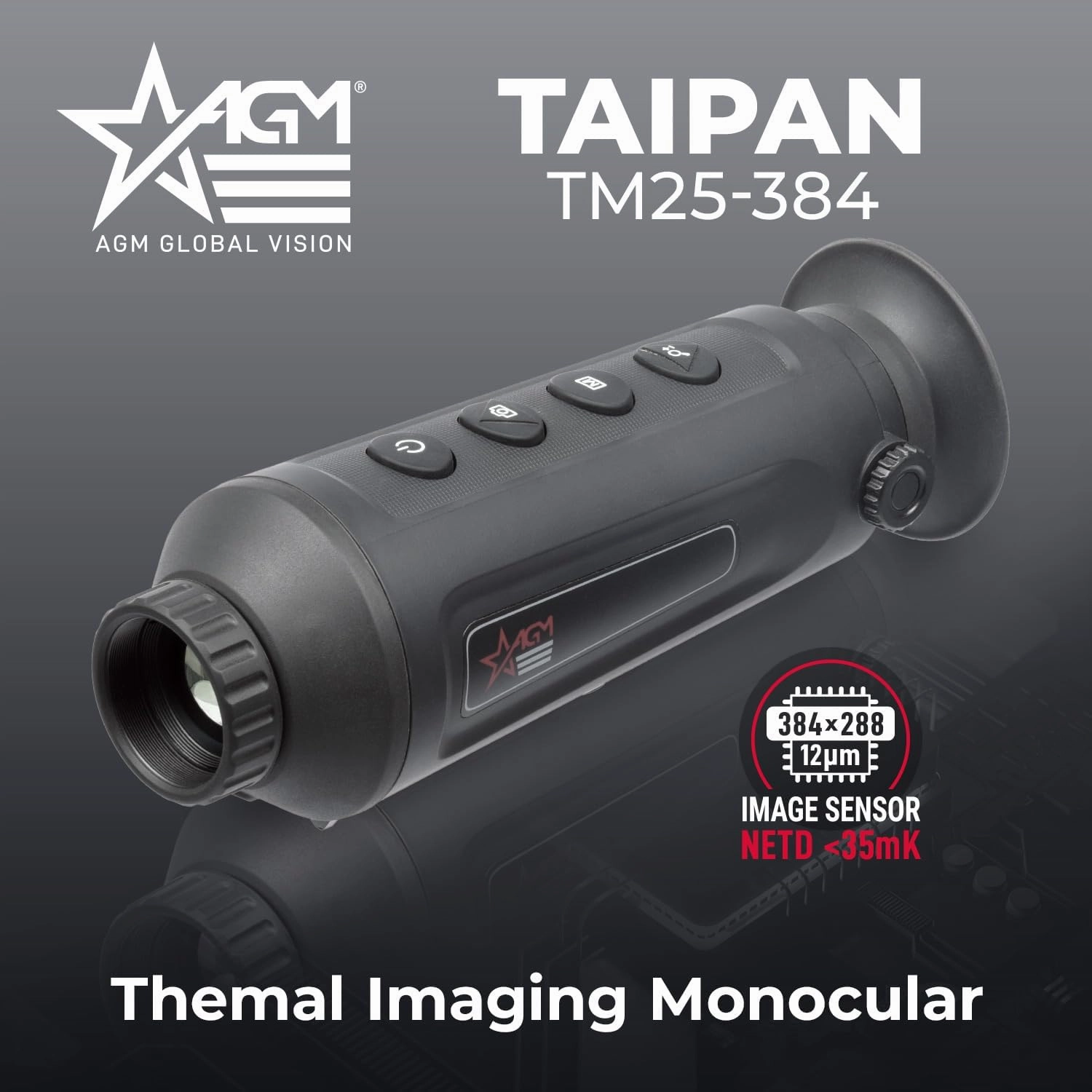AGM Global Vision Taipan Thermal Imaging Monocular for Hunting 12μm Sensor, Hot Spot Tracking, 8× Digital Zoom, Video Recording, WiFi, IP67 Waterproof