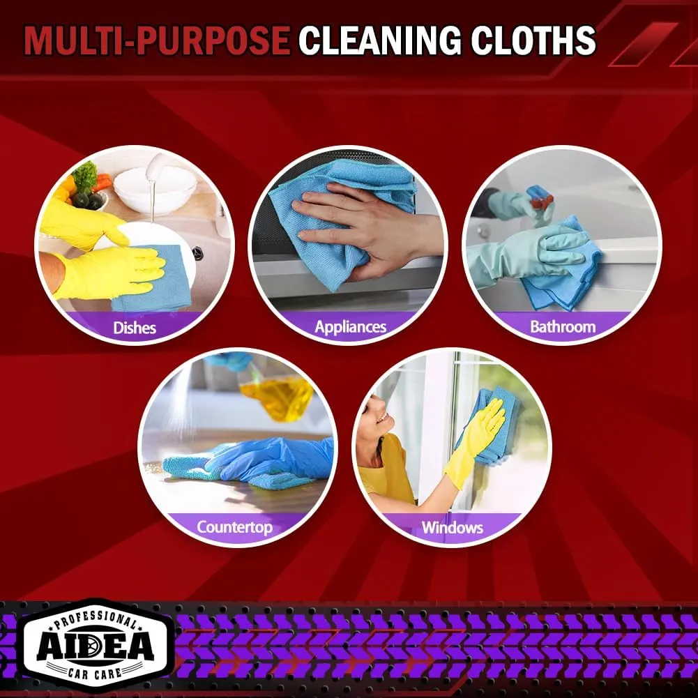 AIDEA Microfiber Cleaning Cloth, 50PK, Blue Shop Rags, Microfiber Towels for Cars, Dusting Cloth Lint Free Rags, Absorbent Towels for SUVs, House, Kitchen, Mechanic, Workshops, 12"×12"