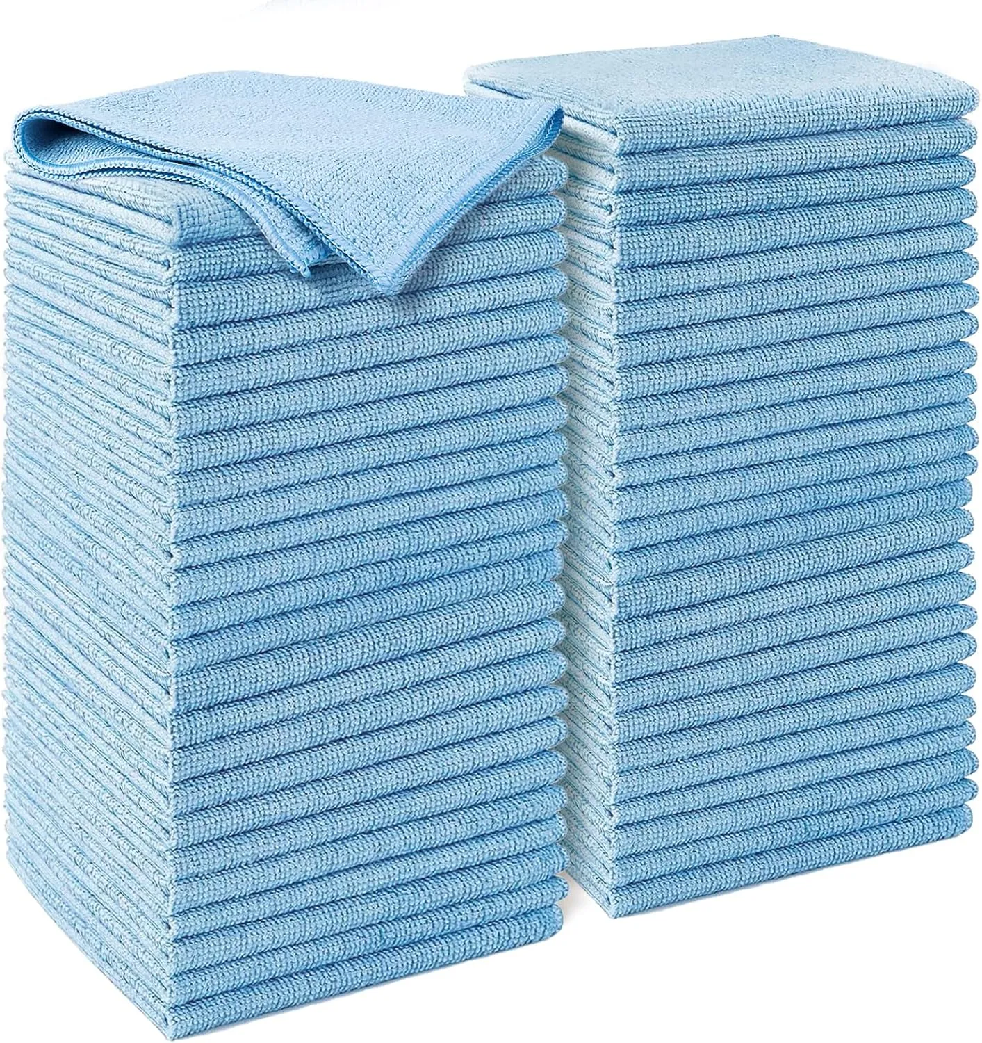 AIDEA Microfiber Cleaning Cloth, 50PK, Blue Shop Rags, Microfiber Towels for Cars, Dusting Cloth Lint Free Rags, Absorbent Towels for SUVs, House, Kitchen, Mechanic, Workshops, 12"×12"