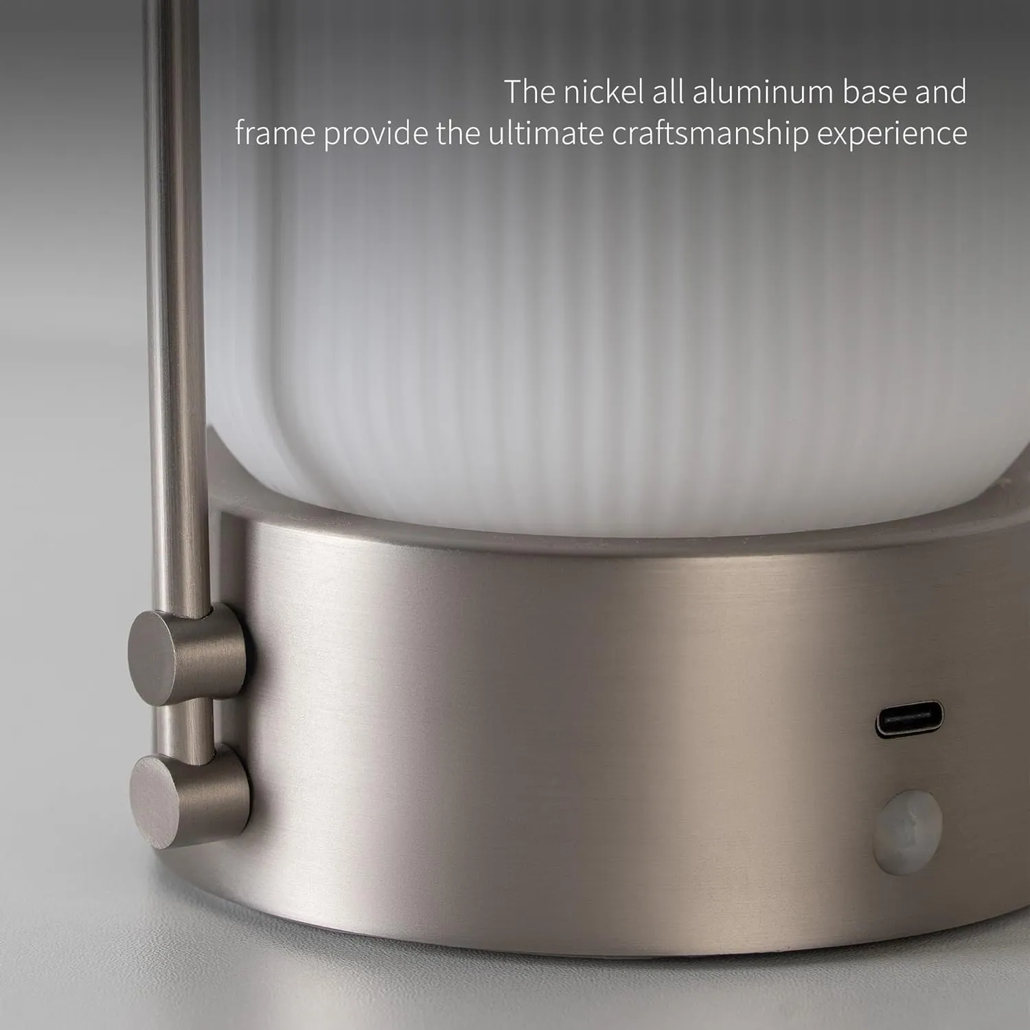 Aisilan Modern Milk Glass Table Lamp with Touch Control, Motion Sensor Table Lamp Dimmable LED Bedside Nightstand Lights, Rechargeable Desk Lamp for Bedroom Living Room Gift, Brushed Nickel, 3W CCT
