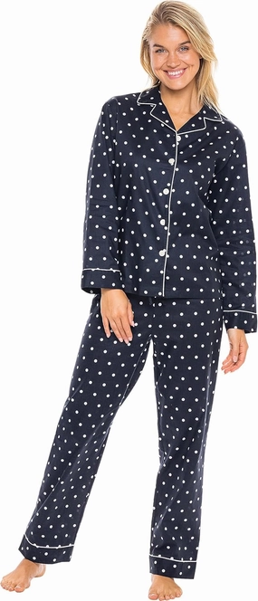 Alexander Del Rossa Women's Lightweight Button Down Pajama Set, Long Cotton Pjs