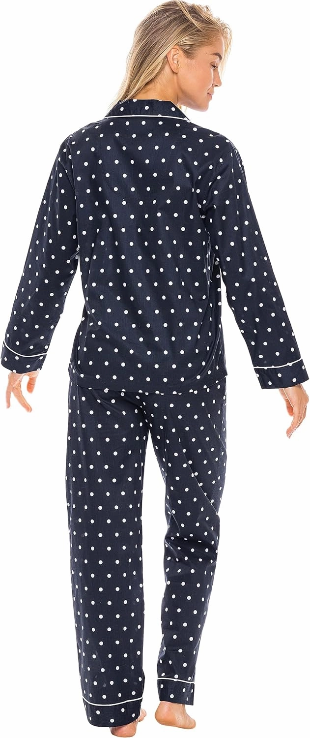 Alexander Del Rossa Women's Lightweight Button Down Pajama Set, Long Cotton Pjs