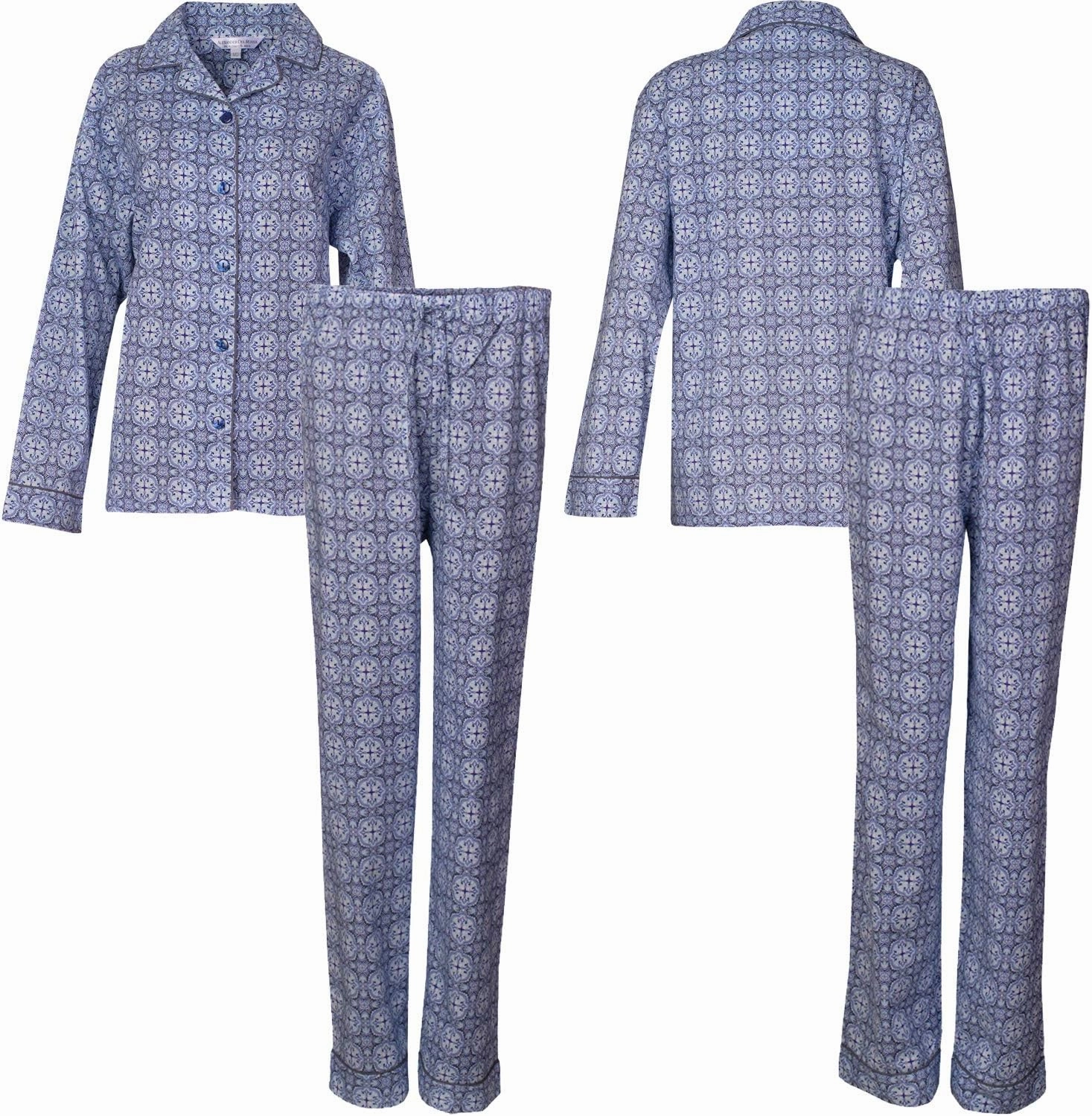 Alexander Del Rossa Women's Lightweight Button Down Pajama Set, Long Cotton Pjs