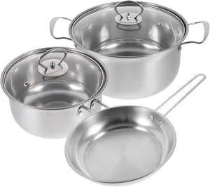 Alipis 1set Stainless Steel Cookware Set Frying Pan Cooking Pot and Soup Pot Kitchen Cookware Comfortable Handle Design for Even Heating and Easy Cleaning