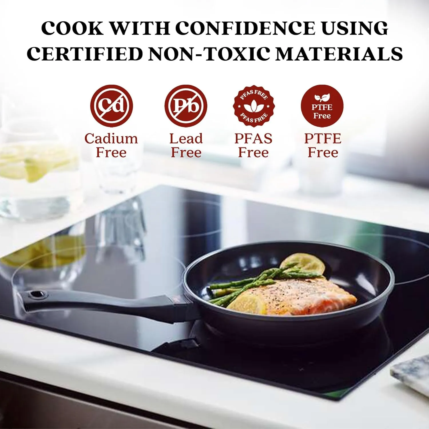Alva Energy 8" & 11" Ceramic Nonstick Frying Pan Set - 100% PFAS/PTFE-Free Non-Toxic - Fast Even Heating - Stay-Cool Handles - Lightweight & Dishwasher Safe - Recycled Aluminum