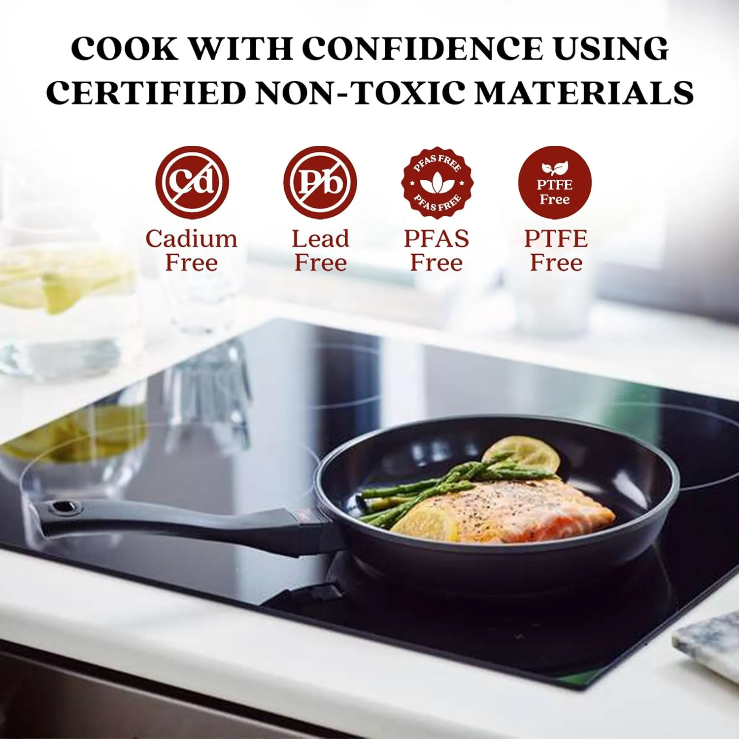 Alva Energy 9.5" Premium Ceramic Nonstick Frying Pan - 100% PFAS/PTFE-Free Non-Toxic - Fast Even Heating - Stay-Cool Handle - Lightweight & Dishwasher & Induction Safe - Recycled Aluminum