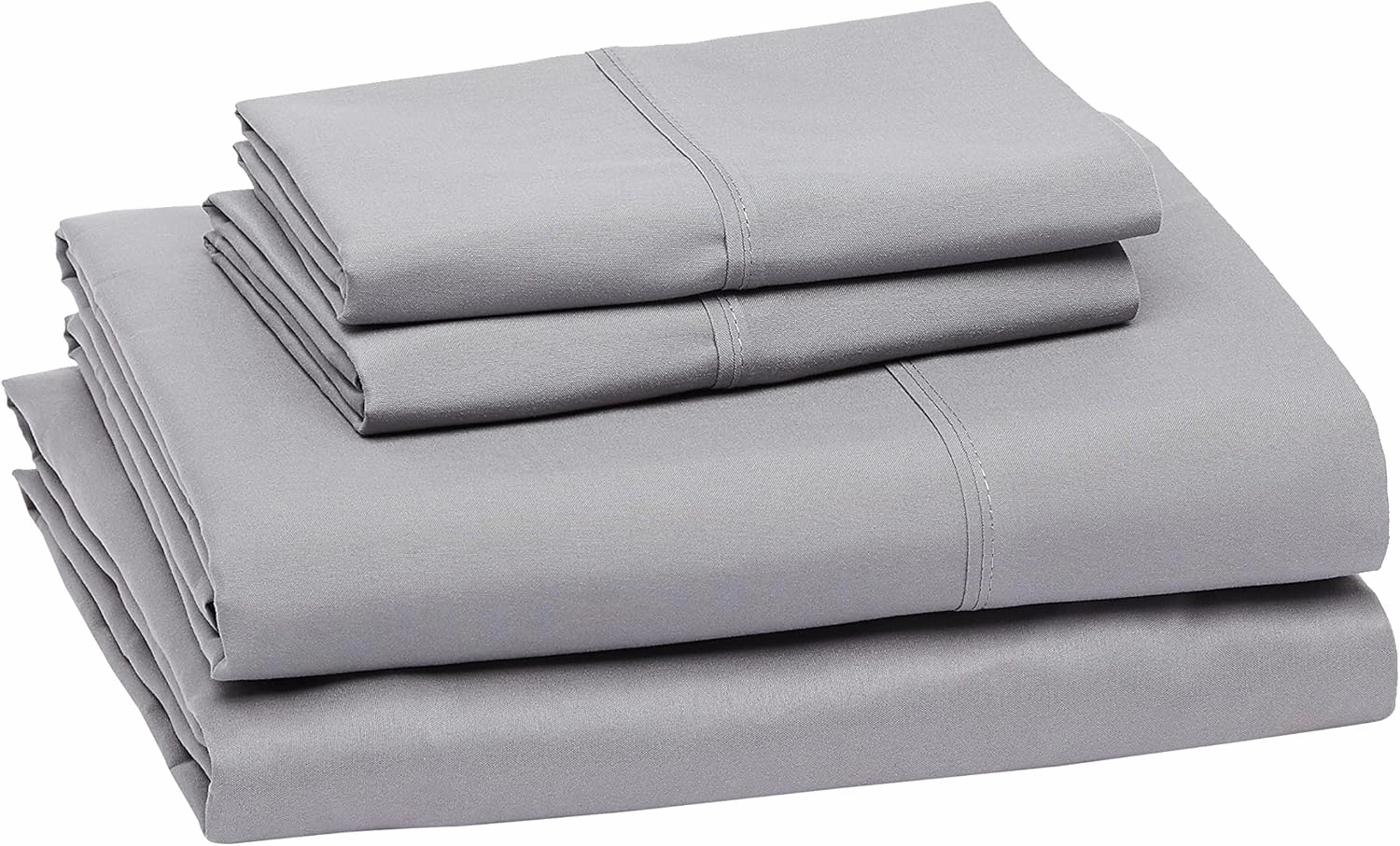 Amazon Basics Lightweight Super Soft Comfortable Brushed Microfiber 4 Piece Bed Sheet Set with 14-Inch Deep Pockets, Queen, Dark Gray, Solid