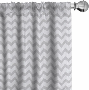 Ambesonne Grey and White Curtains, Chevron Pattern Zigzag Geometrical Arrow Lines Stripes Abstract Print, Window Treatments 2 Panel Set for Living Room Bedroom, Pair of - 28" x 63", Grey White
