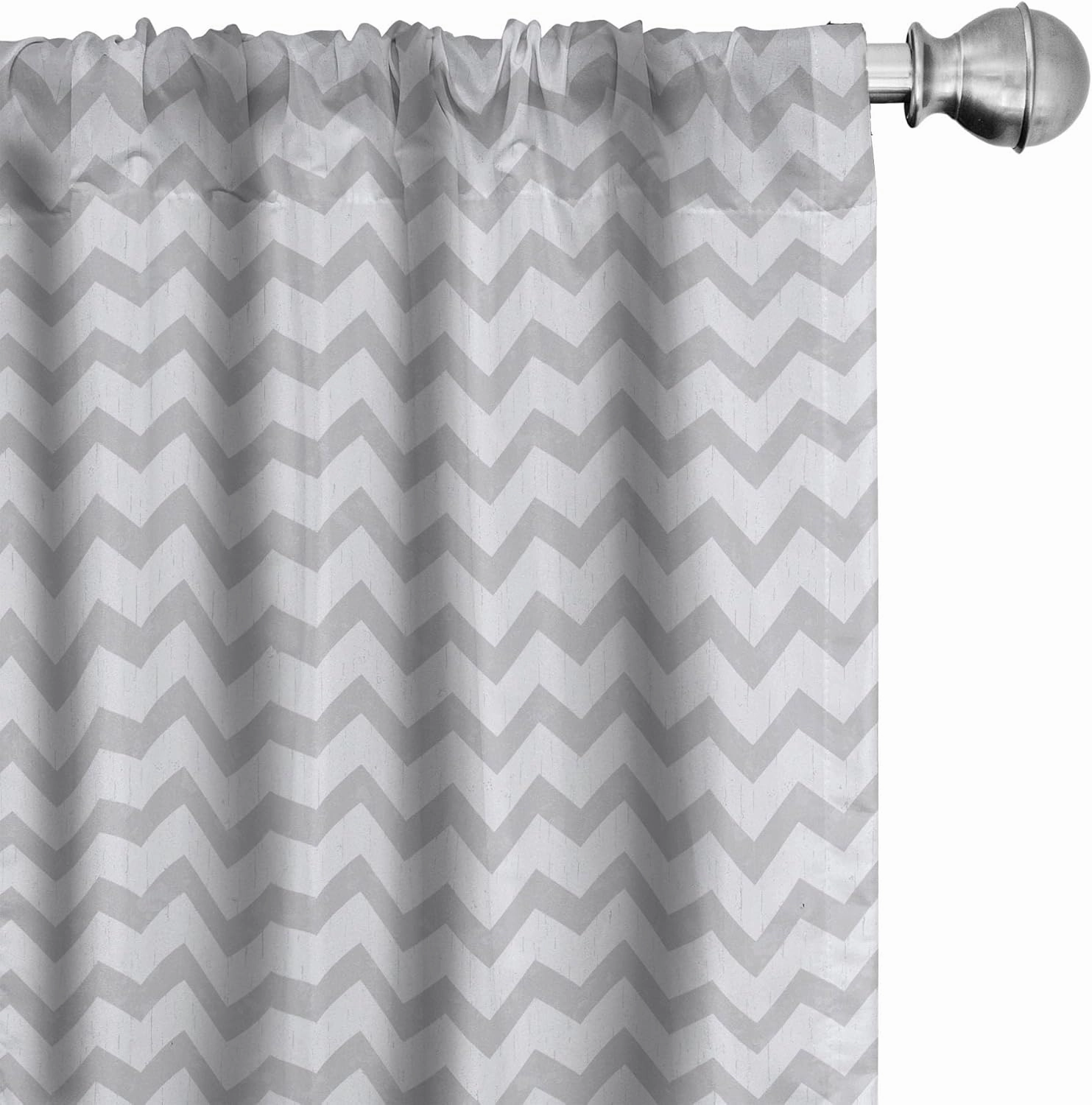 Ambesonne Grey and White Curtains, Chevron Pattern Zigzag Geometrical Arrow Lines Stripes Abstract Print, Window Treatments 2 Panel Set for Living Room Bedroom, Pair of - 28" x 63", Grey White