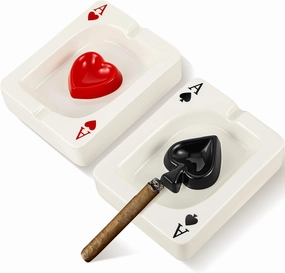 Amylove 2 Pcs Cool Ashtray Creative Poker Ceramic Cigarette Ashtray for Stoners Ceramic Poker Cigarette Accessories for Home Office Stoner Room Decor Men Women Gift Supplies