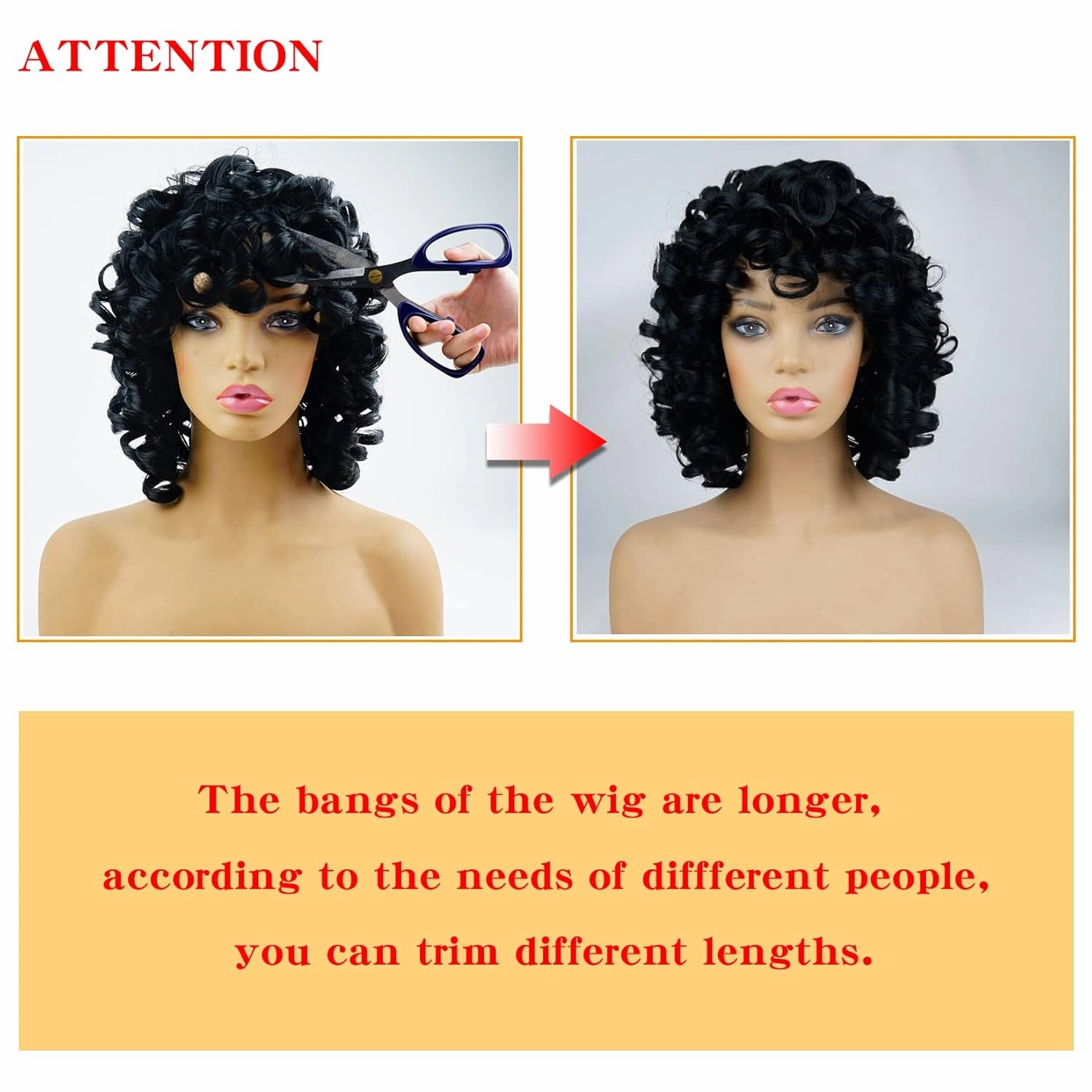 andromeda Blue Curly Wigs for Black Women Soft Short Big Curly Wig with Bangs Afro Kinky Curls Heat Resistant Synthetic Wigs for African American Women (Blue)