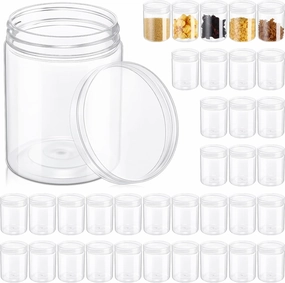 Aoriher 48 Pcs 8oz Plastic Mason Jars with Lids Round Clear Plastic Jars Containers Refillable Small Empty Storage Containers Food Canisters for Kitchen Storage(Clear)