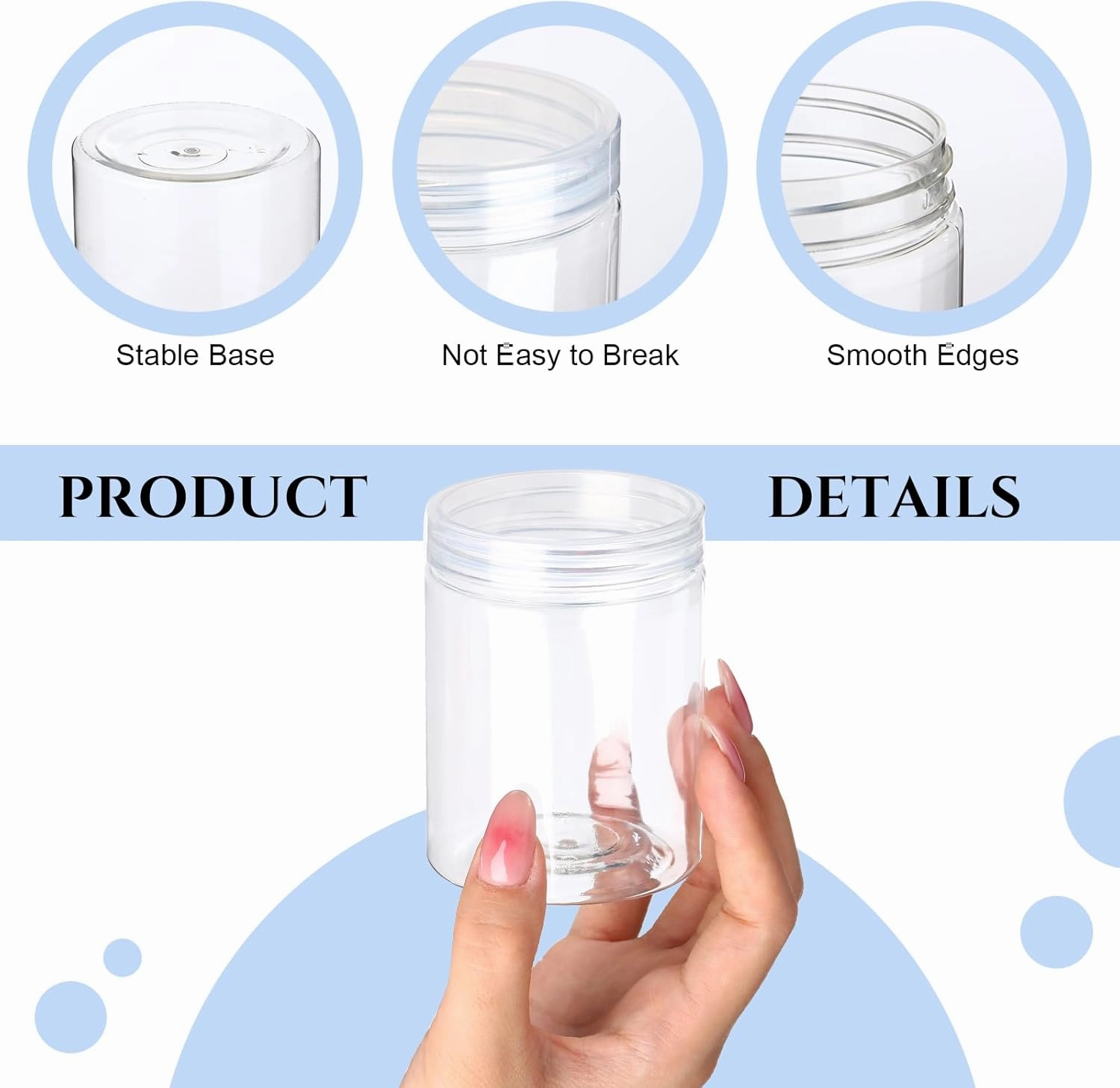 Aoriher 48 Pcs 8oz Plastic Mason Jars with Lids Round Clear Plastic Jars Containers Refillable Small Empty Storage Containers Food Canisters for Kitchen Storage(Clear)