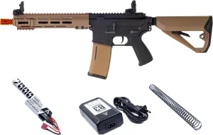 Arcturus Tactical LWT MK-I CQB 10" Polymer- Electric Full/Semi-Auto/2rd-Burst/3rd-Burst/Binary/Ramping Airsoft AEG Sport SE Starter Pack Black-Tan with Battery and Charger