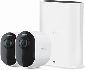 Arlo Ultra 2 Spotlight Camera 4K HDR (2 Cameras, SmartHub Included & Required) | Wireless Home Security Camera | Color Night Vision, Motion Sensor, 180º View, 2-Way Audio, White