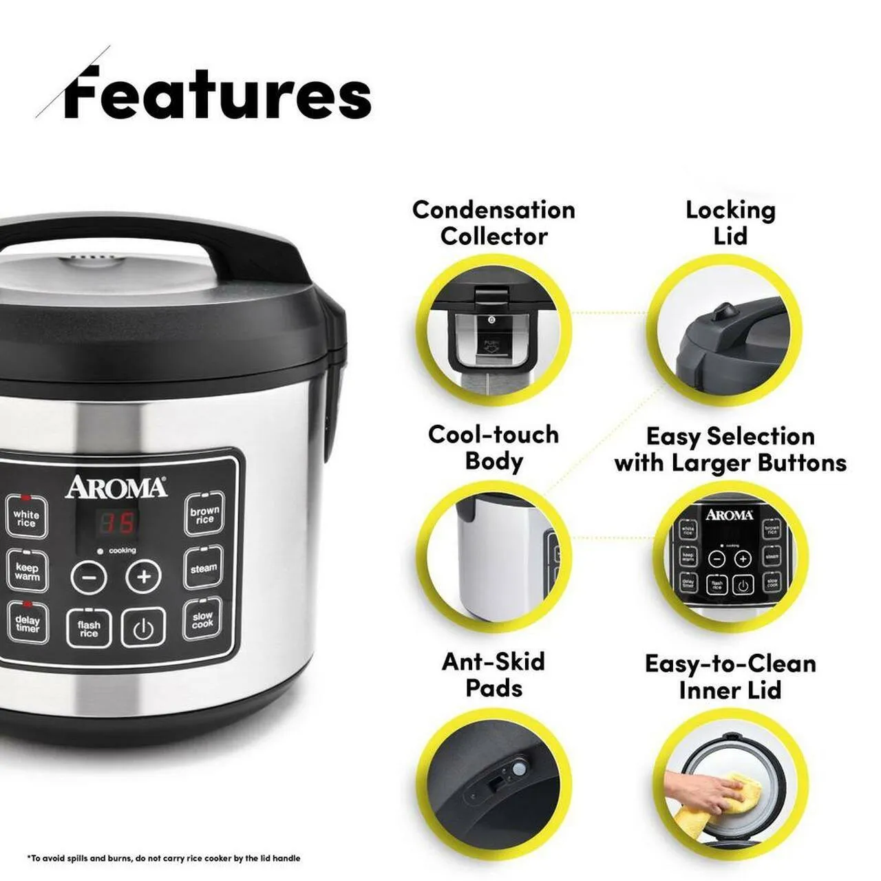 Aroma 20-Cup Digital Rice Cooker and Food Steamer (Refurbished)