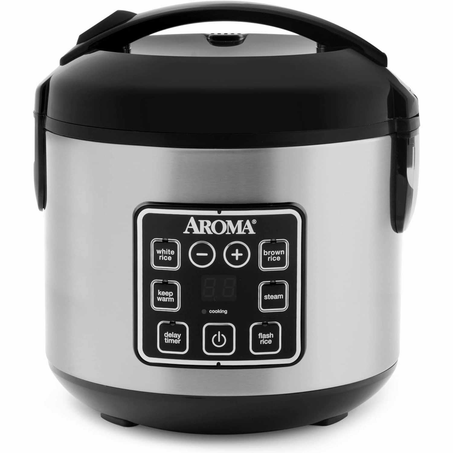 AROMA Digital Rice Cooker, 4-Cup (Uncooked) / 8-Cup (Cooked), Steamer, Grain Cooker, Multicooker, 2 Qt, Stainless Steel Exterior, ARC-914SBD