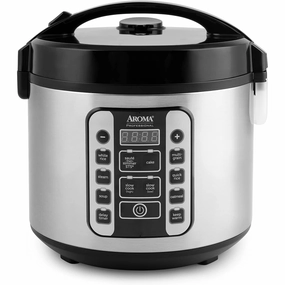 AROMA Digital Rice Cooker, 4-Cup (Uncooked) / 8-Cup (Cooked), Steamer, Grain Cooker, Multicooker, 2 Qt, Stainless Steel Exterior, ARC-914SBD
