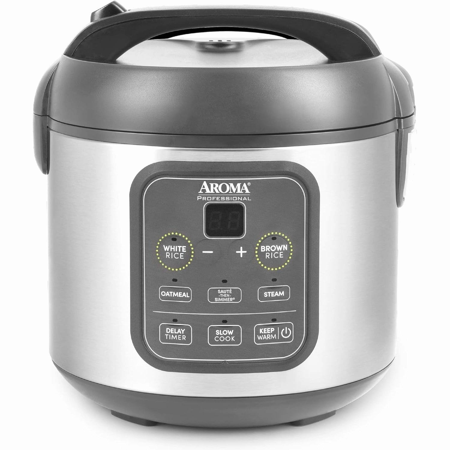AROMA Digital Rice Cooker, 4-Cup (Uncooked) / 8-Cup (Cooked), Steamer, Grain Cooker, Multicooker, 2 Qt, Stainless Steel Exterior, ARC-914SBD