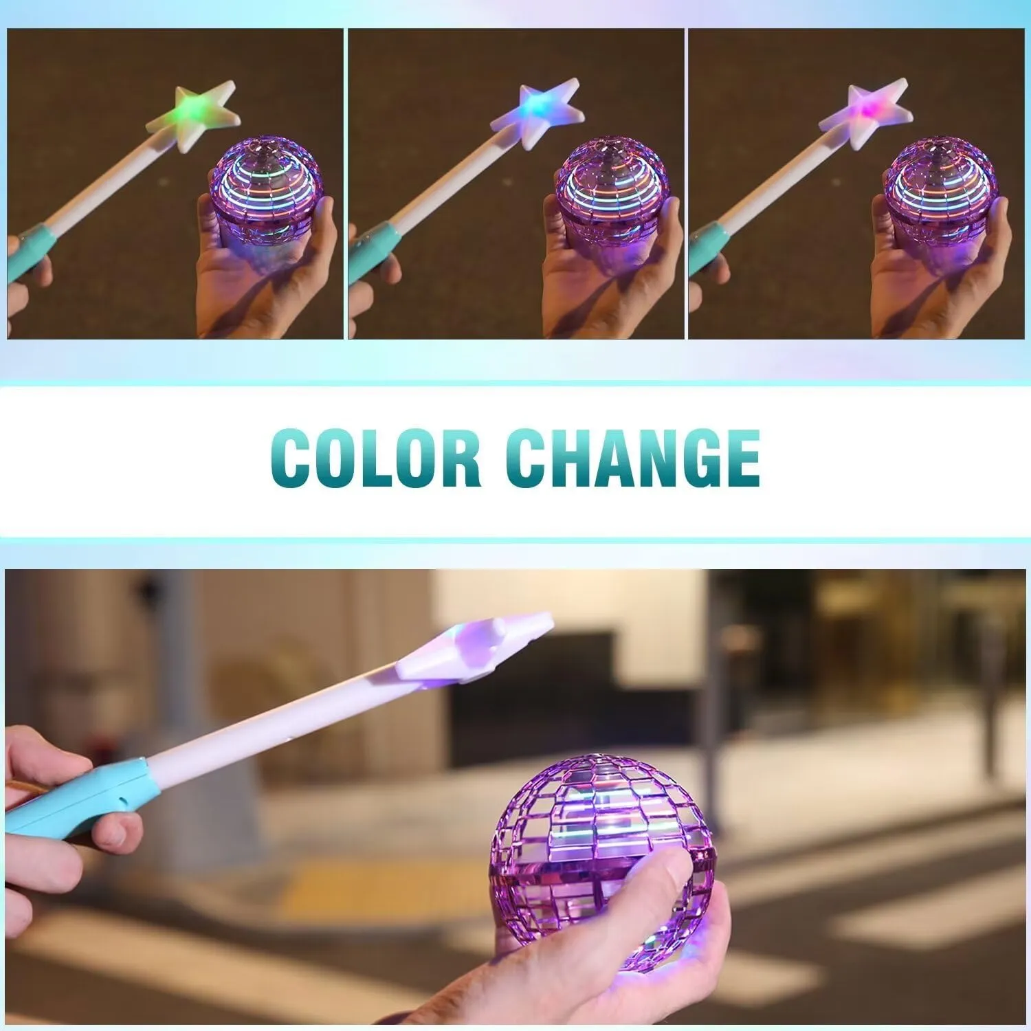 ATHLERIA Blue Flying Orb Ball with Wand,Cosmic Globe Hover Boomerang Mini Drones for Kids,Cool Gadgets Christmas Birthday Gifts Toys for Boy Girl Teens 6 7 8 9 10  Year Old