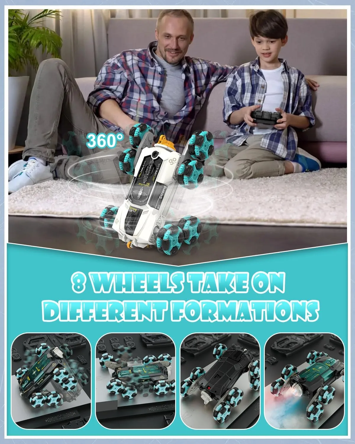 ATHLERIA Gesture Sensing Stunt Rc Cars, 2.4Ghz 8Wd Rechargeable Racing Drift Double-Sided Car, Hand Remote Control Crawler Toy for Boys 8 9 10 11 12 Year Old, Christmas Birthday Party Present for Kids