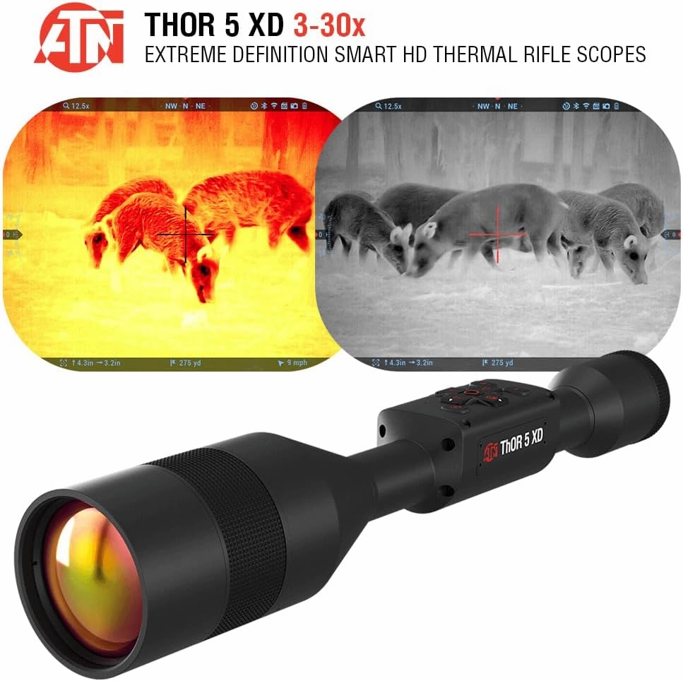 ATN Thor 5 XD Smart HD Thermal Scope w/ 1280x1024 Xtreme Definition Gen 5 Sensor, Video Rec, Ballistic Calculator, RAV