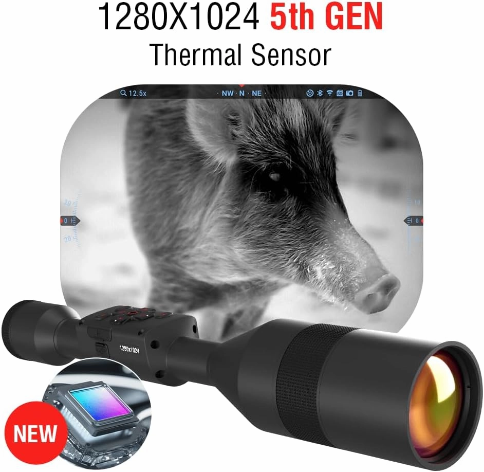 ATN Thor 5 XD Smart HD Thermal Scope w/ 1280x1024 Xtreme Definition Gen 5 Sensor, Video Rec, Ballistic Calculator, RAV