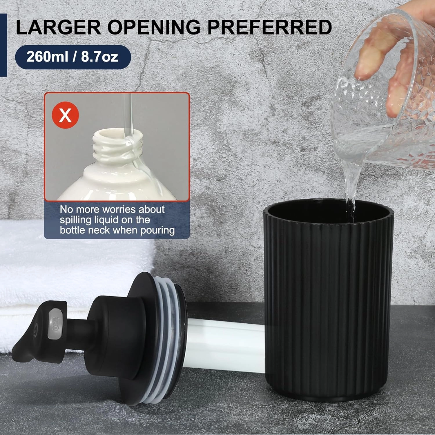 Automatic Soap Dispenser Liquid Touchless: 9oz Black Plastic - Rechargeable Electric Smart 3 Level Adjustable Auto Hand Soap Dispenser - Dish Bathroom Kitchen