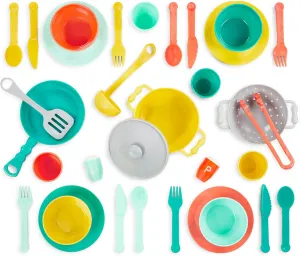 B. toys – Play Kitchen Accessories – Cookware, Dishes, Utensils – 33-Piece Play Set for Kids – Pretend Play Toys – 3 Years   – Mini Chef Kitchen Set