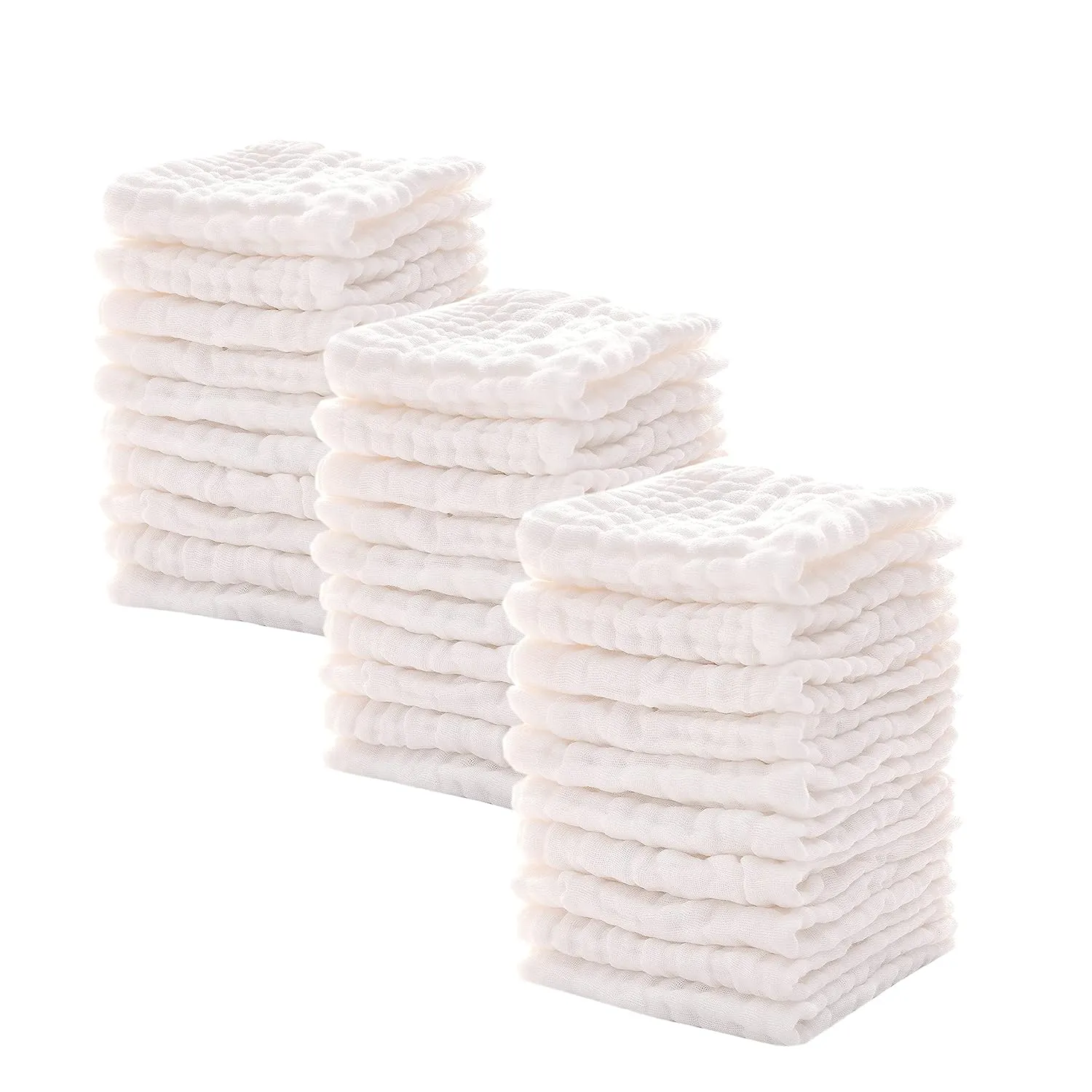 Baby Muslin Washcloths -6 Layer Soft Absorbent Face Towel - Natural Newborn Wipes for Delicate Skin - Baby Registry as Shower