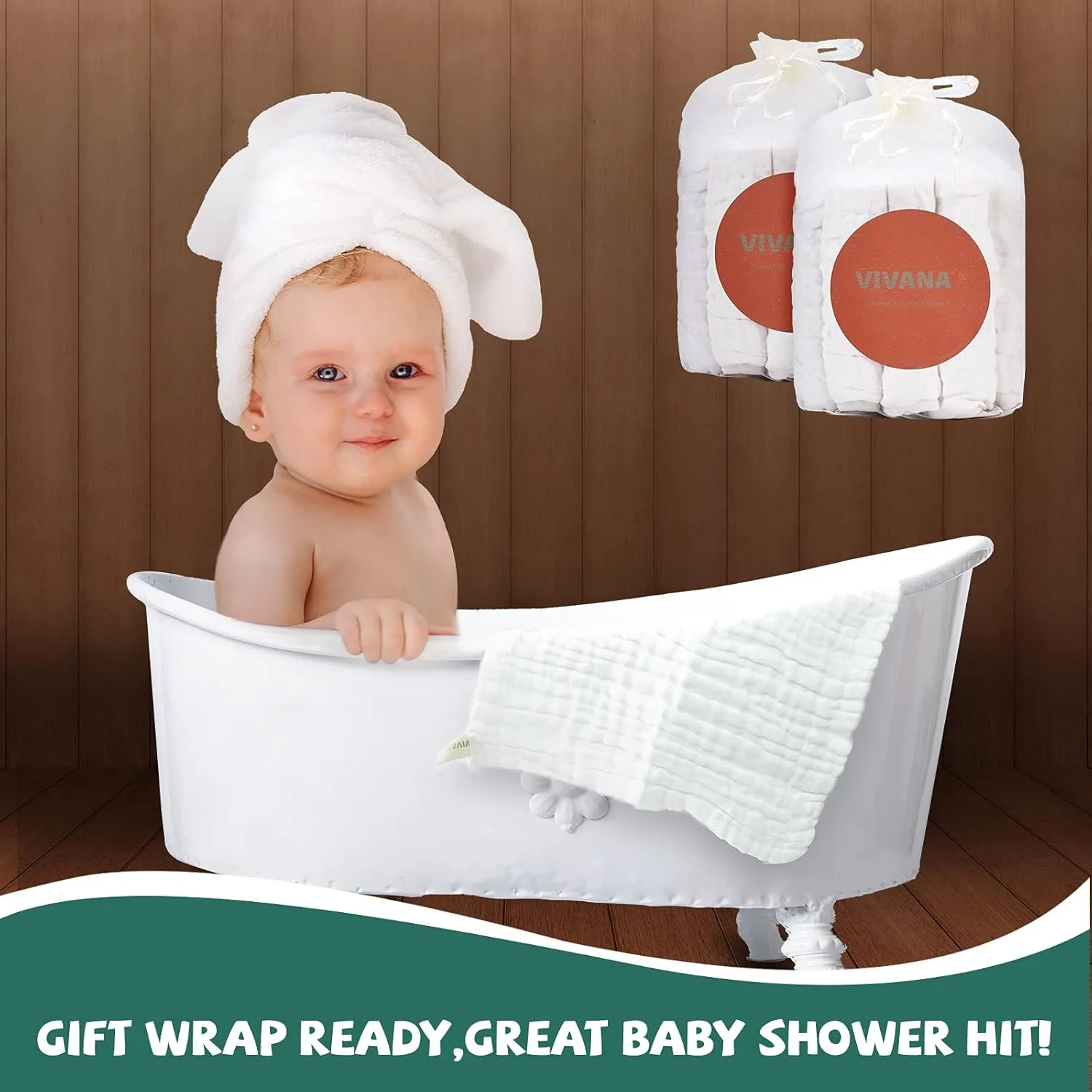 Baby Muslin Washcloths -6 Layer Soft Absorbent Face Towel - Natural Newborn Wipes for Delicate Skin - Baby Registry as Shower