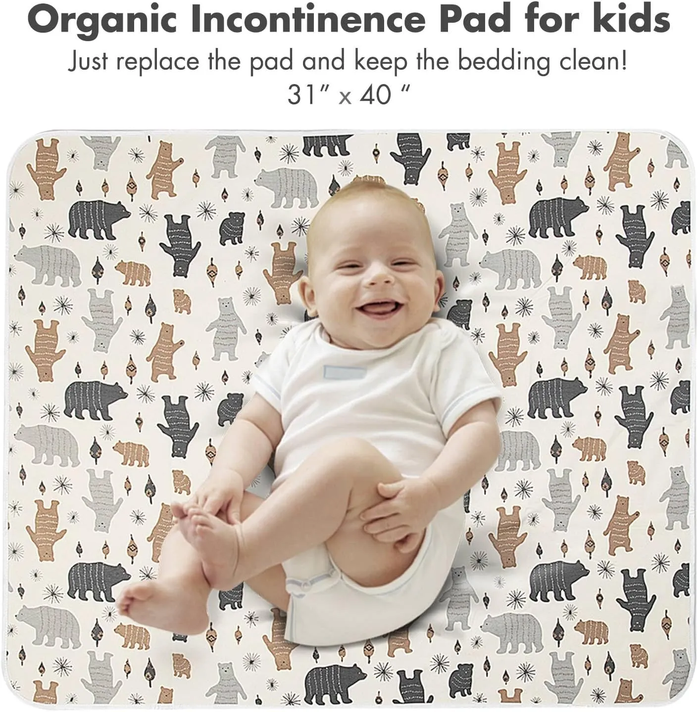 Baby Waterproof Bed Pad Washable Mattress Pad Reusable Underpads Bed-Gray Sky