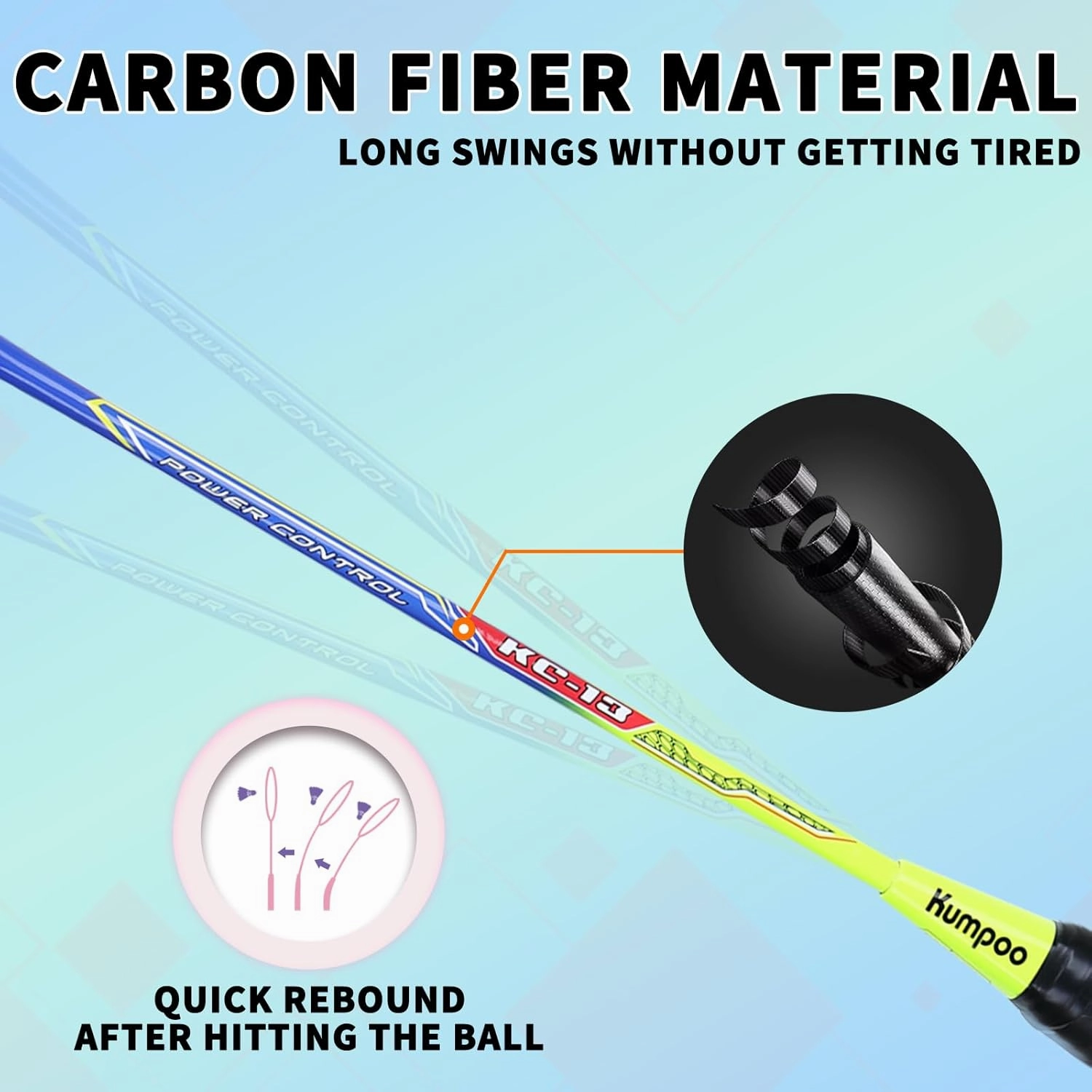 Badminton Racket Professional, Carbon Fiber Shaft Badminton Racket Set with Cover Bag, Pro Badminton Racquet Lightweight for Beginners Outdoor Games