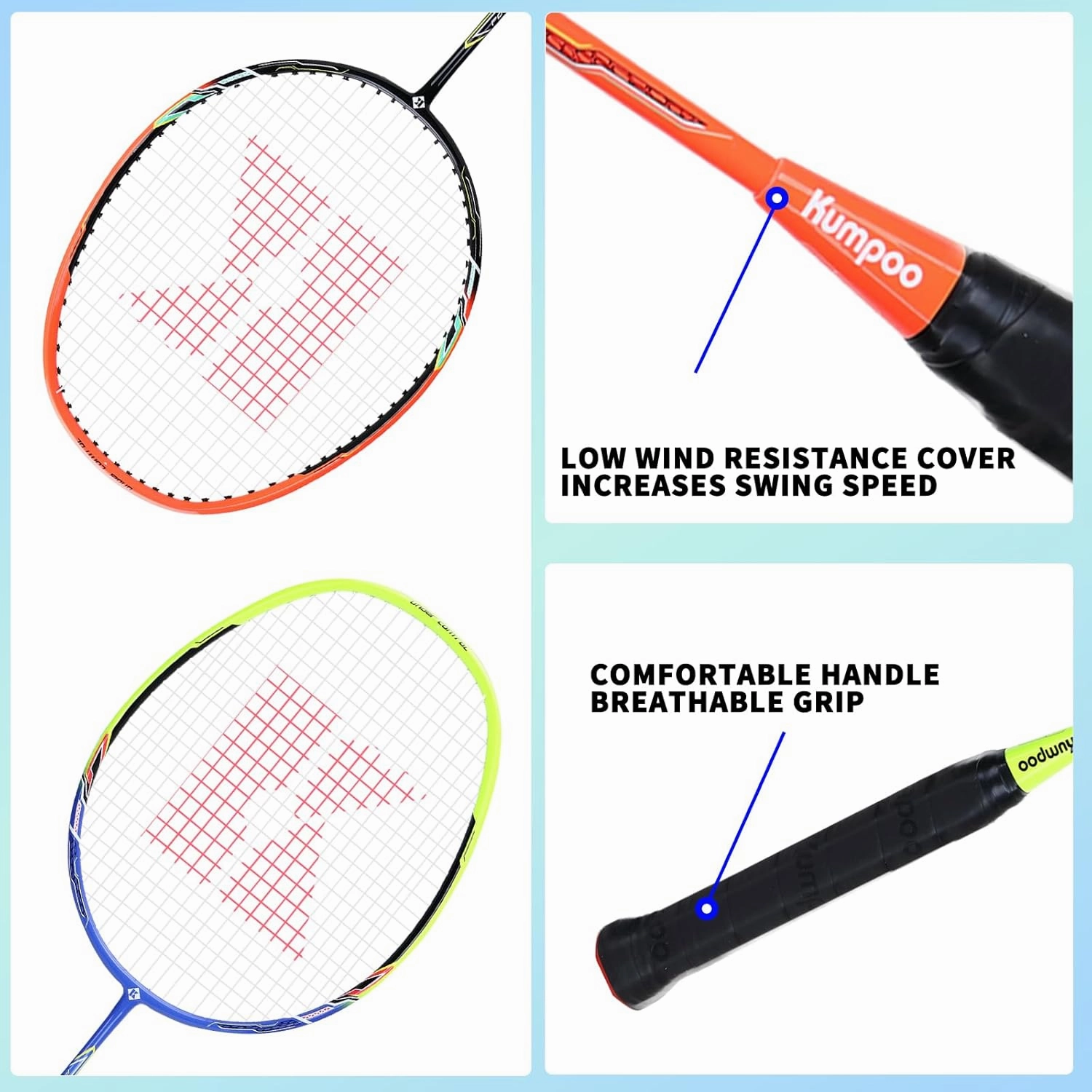 Badminton Racket Professional, Carbon Fiber Shaft Badminton Racket Set with Cover Bag, Pro Badminton Racquet Lightweight for Beginners Outdoor Games
