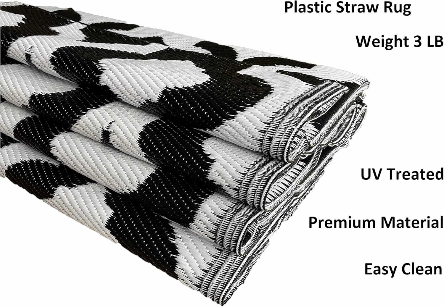 BalajeesUSA Outdoor Rug - 5x7 Black, Reversible Recycled Plastic Straw Outdoor Patio Rugs Clearance Waterproof Large RV Camper Mats 507