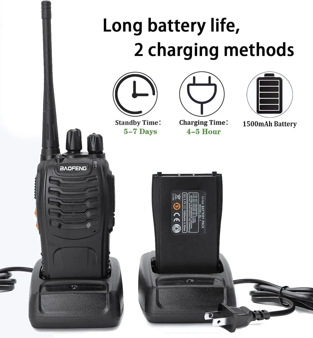 Baofeng Walkie Talkies bf-888s Long Range Two-Way Radios for Adults Rechargeable Handheld Interphone Professional UHF Communicator 3 Pack Walky Talky Set with Earpiece,Li-ion Battery and Charger