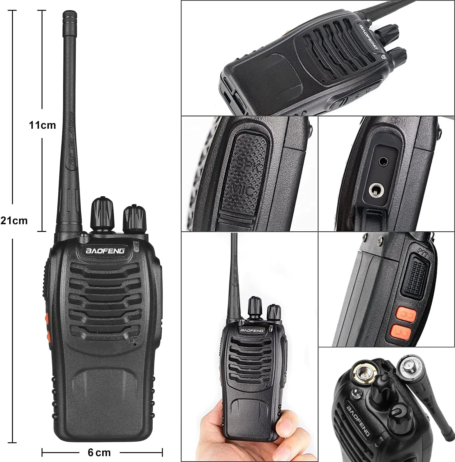Baofeng Walkie Talkies bf-888s Long Range Two-Way Radios for Adults Rechargeable Handheld Interphone Professional UHF Communicator 3 Pack Walky Talky Set with Earpiece,Li-ion Battery and Charger