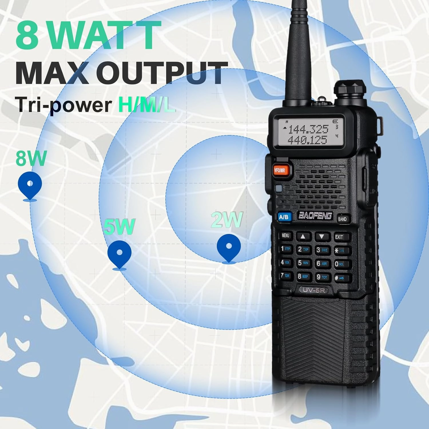 BAOFENG Radios UV-5R 8W Ham Radio Handheld, Rechargerable 3800mAh USB Battery Rapid Long Range Two Way Radio Emergency Walkie Talkies, Dual Band Survival Gear, 2 Pack