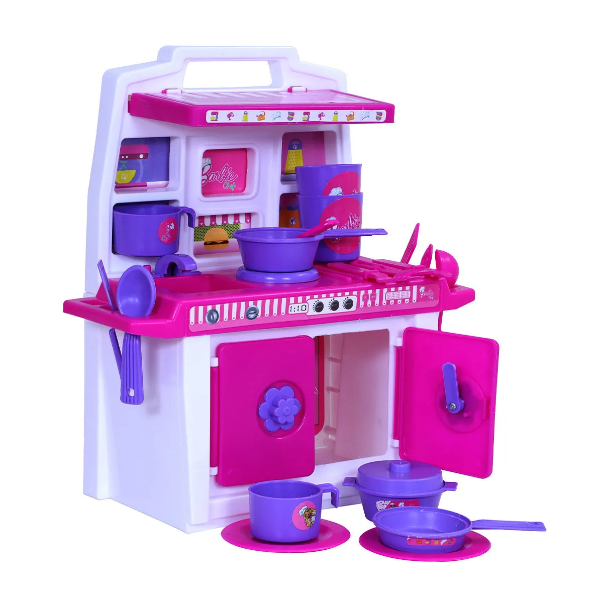 Barbie - My Little Kitchen | Kids Kitchen Set | Role Play Set | Pretend Play Kitchen Accessories Set | Cooking set | Miniature Household Set | For Kids age 3  years