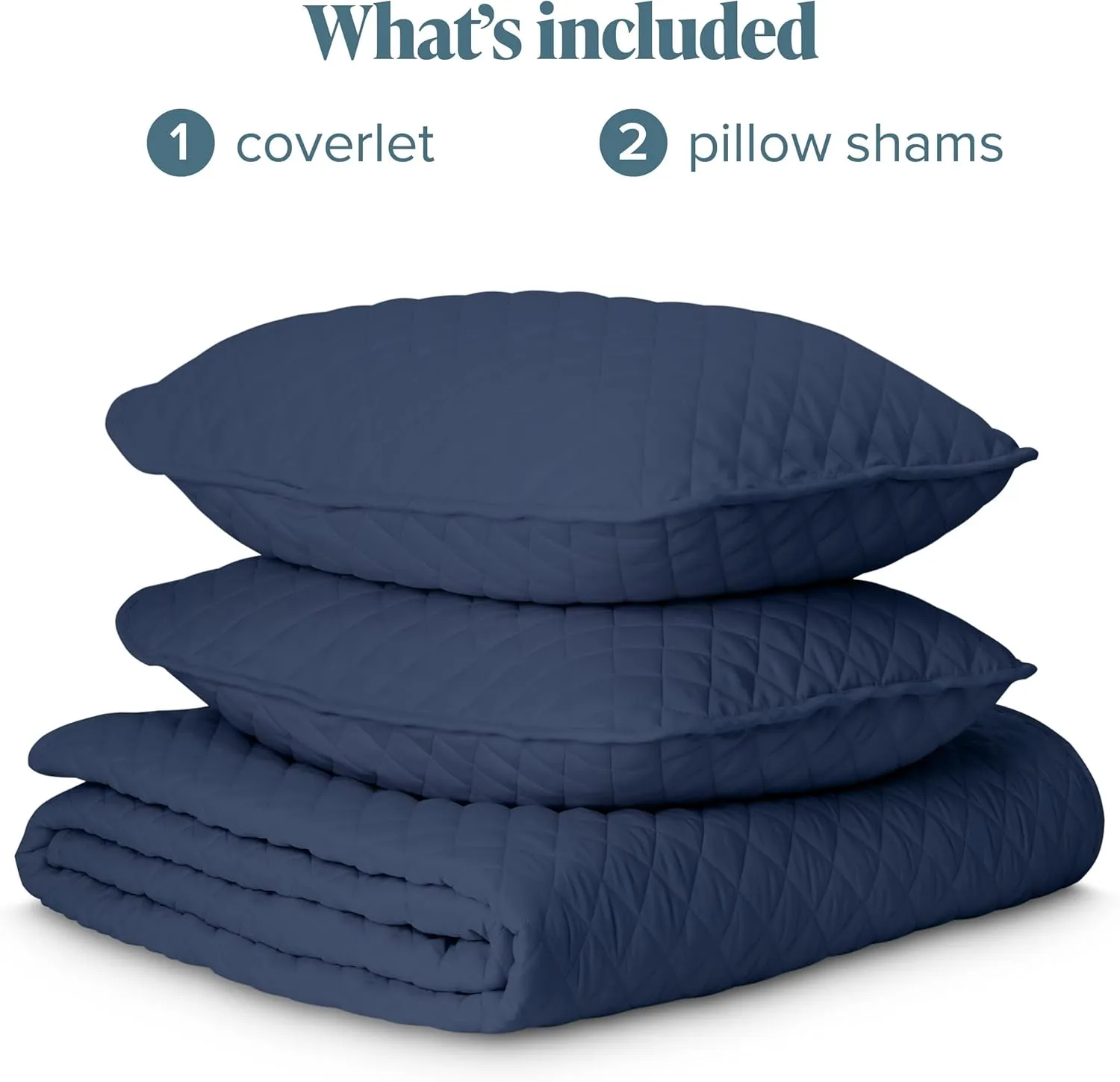 Bare Home Coverlet Set - Lightweight Bed Decor - Comforter Alternative - All-Season Quilted Bedspread (King, Dark Blue)