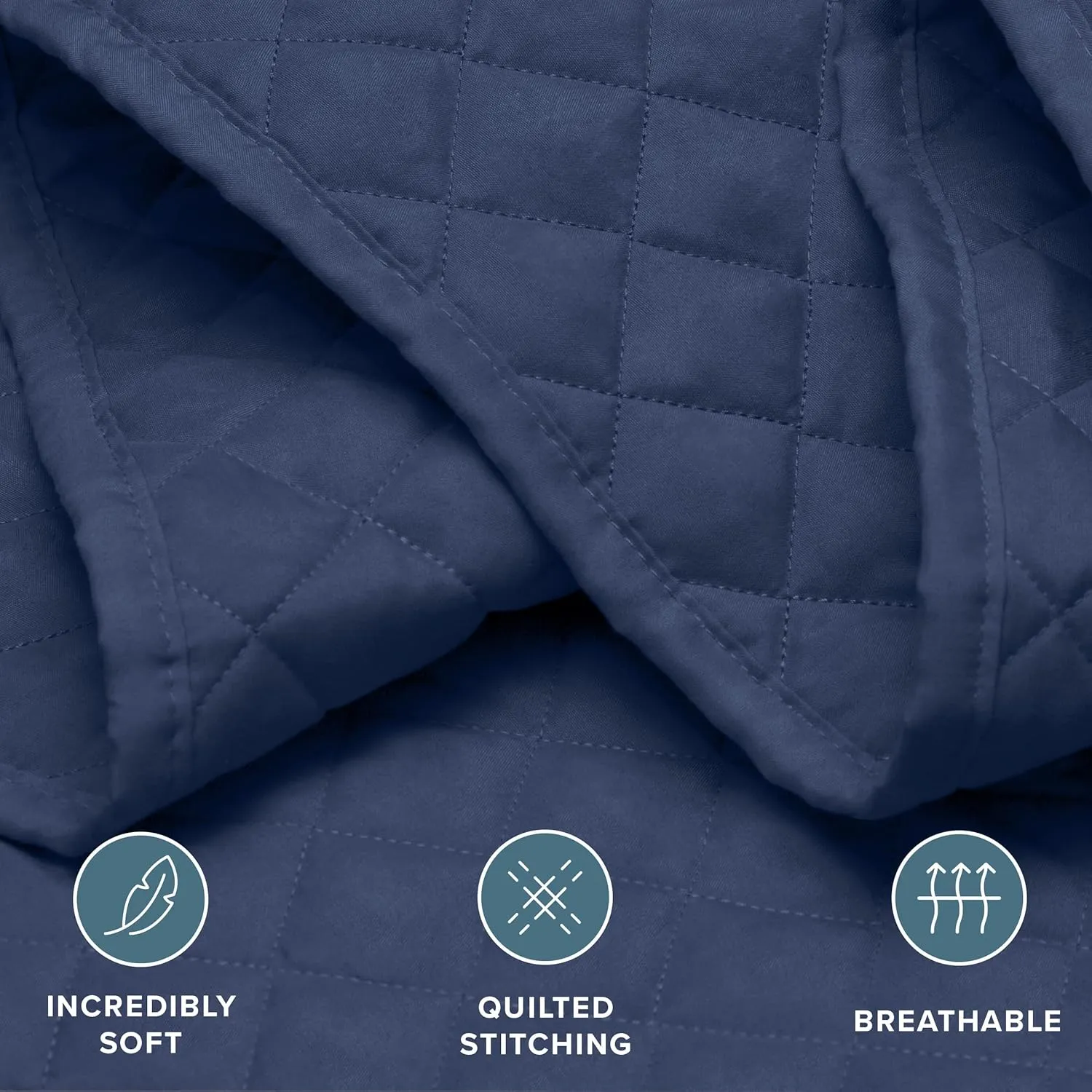 Bare Home Coverlet Set - Lightweight Bed Decor - Comforter Alternative - All-Season Quilted Bedspread (King, Dark Blue)