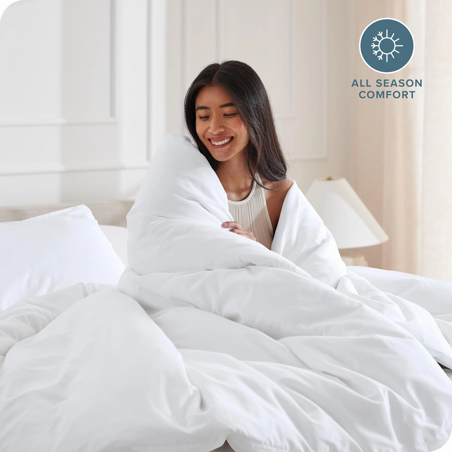 Bare Home Bedding Duvet Cover Queen Size - Premium 1800 Super Soft Duvet Covers Collection - Lightweight, Cooling Duvet Cover - Soft Breathable Bedding (Queen, White)