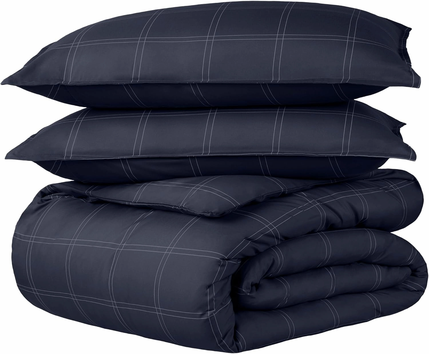 Bare Home Bedding Duvet Cover Set Queen Size - Premium 1800 Super Soft Collection - Lightweight, Duvet Cover - Soft Textured Bedding (Queen, Modern Plaid - Midnight Blue/White)