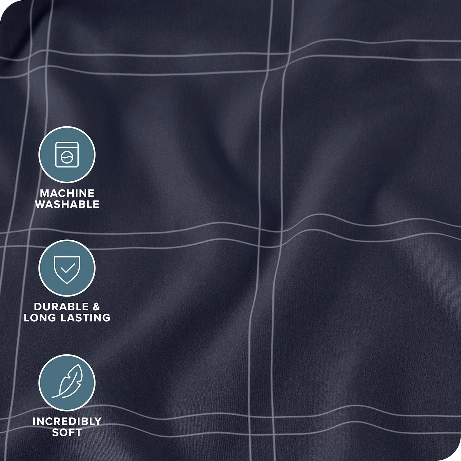 Bare Home Bedding Duvet Cover Set Queen Size - Premium 1800 Super Soft Collection - Lightweight, Duvet Cover - Soft Textured Bedding (Queen, Modern Plaid - Midnight Blue/White)