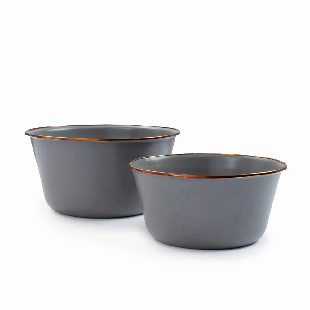 Barebones Enamel Mixing Bowl Slate - set of 2