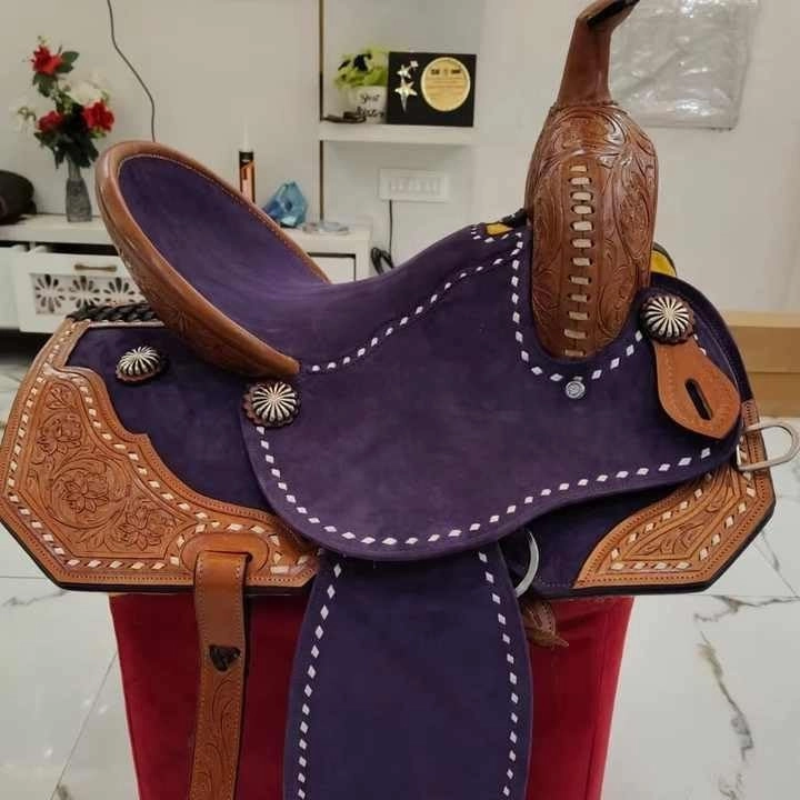 Barrel Racing Western Horse Saddle Wooden Tree Handmade Premium Leather Comfort Horse Trail Equestrian Tooled Carved Horse Riding Saddle Size: 10"-18 inches Seat Available, AF02