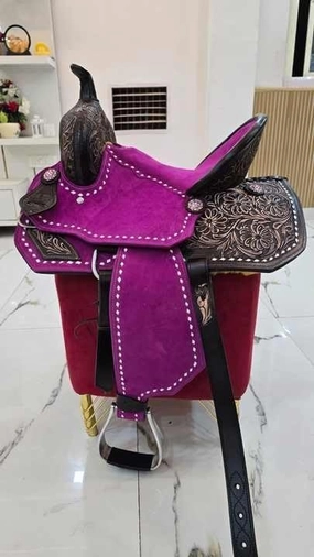 Barrel Racing Western Horse Saddle Wooden Tree Handmade Premium Leather Comfort Horse Trail Equestrian Tooled Carved Horse Riding Saddle Size: 10"-18 inches Seat Available, AF03